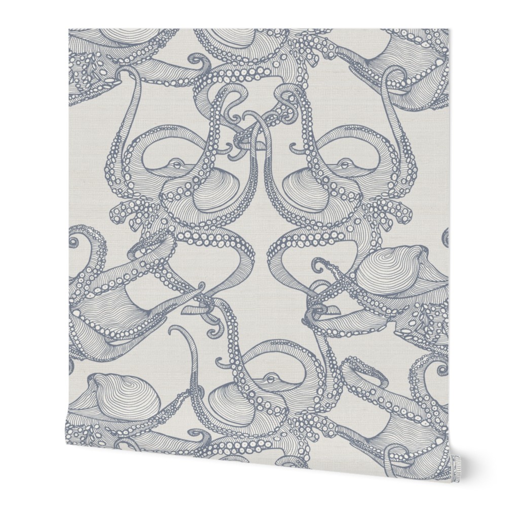 Cephalopod - Giant Octopi - Blue Grey on White