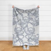 Cephalopod - Giant Octopi - Blue Grey on White