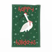 Ibis Happy Holidays Teatowel on Dark green