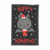 Bat Happy Holidays Teatowel on Darkest Grey