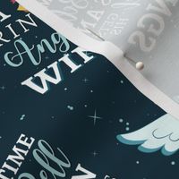Every Time a Bell Rings an Angel Gets His Wings - medium on teal