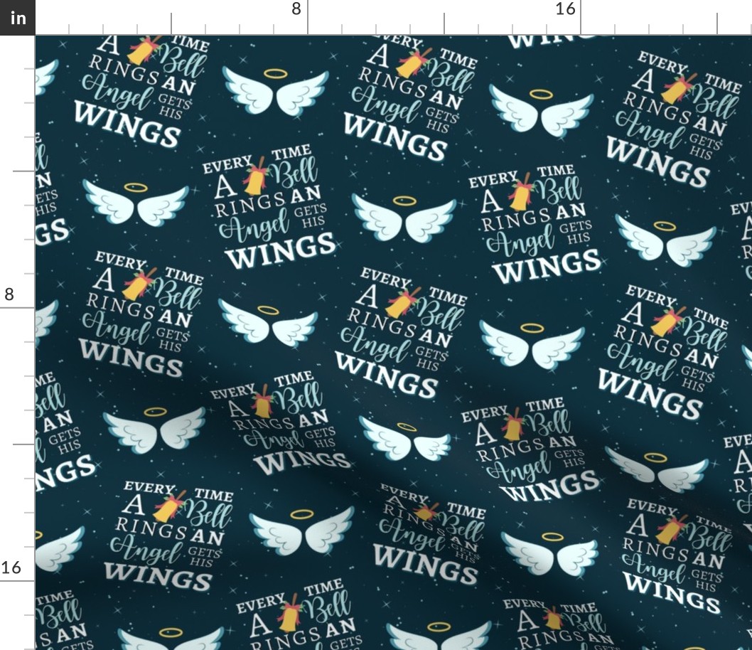 Every Time a Bell Rings an Angel Gets His Wings - medium on teal