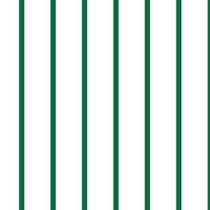 Narrow deep green stripe on white - vertical