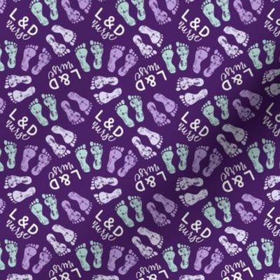 L&D Nurse - multi baby feet - purple/lavender/mint - nursing (purple) - LAD20BS