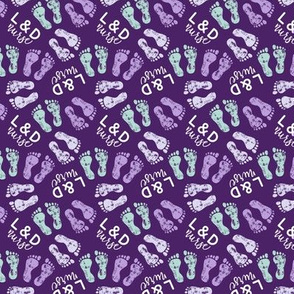 L&D Nurse - multi baby feet - purple/lavender/mint - nursing (purple) - LAD20BS