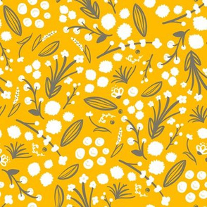 Yellow and White Floral Toss