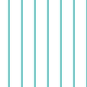 Narrow turquoise stripe on white - vertical