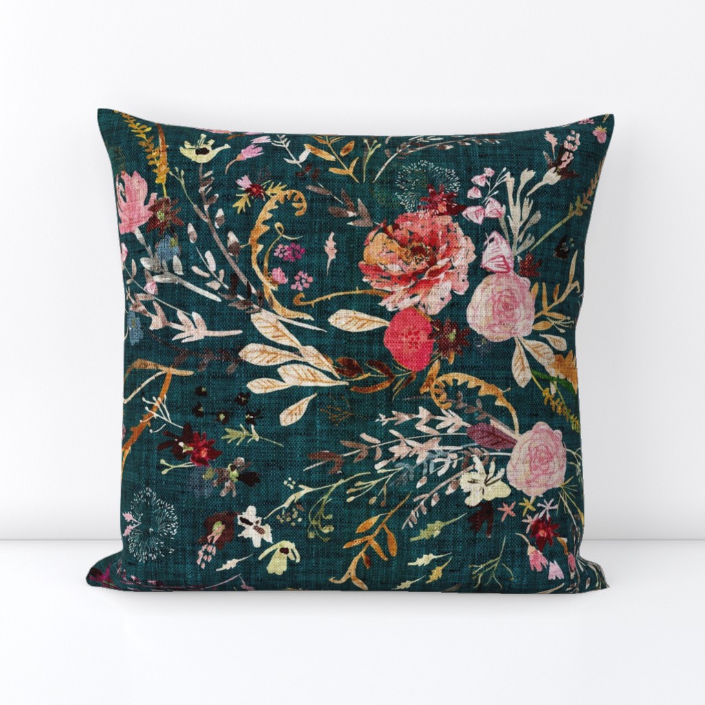 Autumn Fable Floral (teal) JUMBO