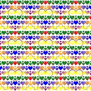 LOVE IS LOVE PRIDE- 003- RAINBOW HEARTS- LG CNTR HEART- on WHT- 3X3