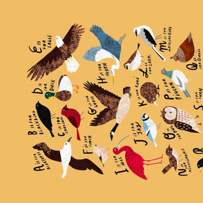 An Alphabet of Birds 18x27" Fat Quarter Tea Towel 