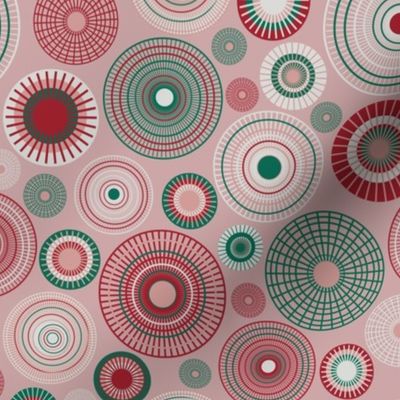 small concentric circles pink green