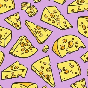 Swiss Cheese Food on Light Purple