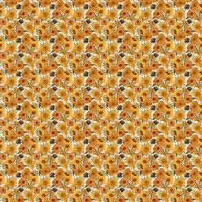 TINY  Van Gogh Sunflowers cream yellow turquoise red