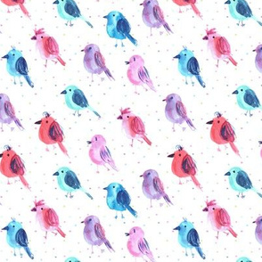 birdies running to the concert - watercolor bird cute pattern for nursery home decor bedding p335
