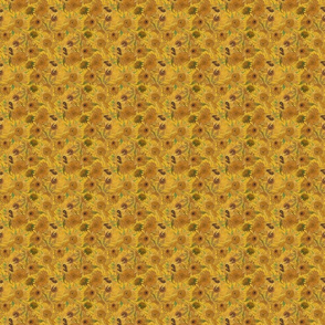 TINY Van Gogh Sunflowers yellow green  