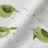 Khaki birdies running to the concert - watercolor green bird cute pattern for nursery home decor bedding p335