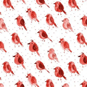 Red birdies running to the xmas concert - watercolor bird cute pattern for nursery home decor bedding