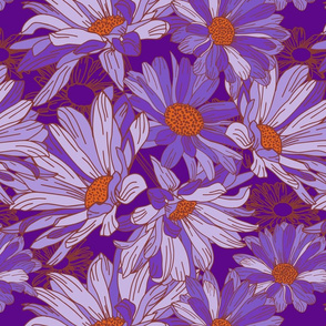 Botanical Daisies - Playfull Purple Daisies