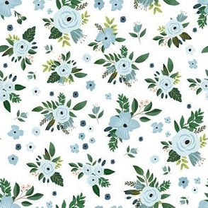 6" Blue Harbour Florals White