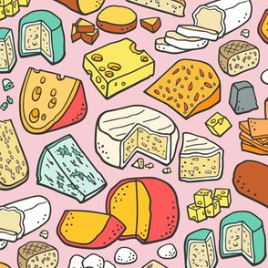 Cheese Food Doodle on Light Pink