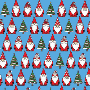 Merry Christmas Gnomes on Blue