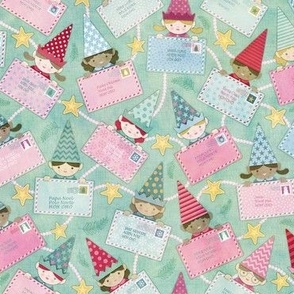 Letters for Santa Mint Green Small- Christmas Elf- Cute Xmas Elves- Face Mask- Small Scale- Baby Blanket- First Christmas- Pastel Christmas- Santa's Workshop-  Pastel Holidays- Naughty or Nice- First Christmas Baby Blanket
