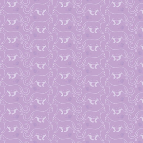 Cat and yarn - purple - small