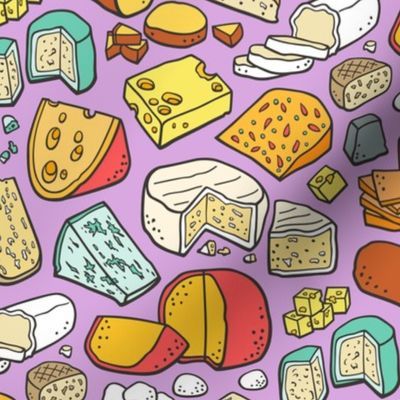 Cheese Food Doodle on Purple