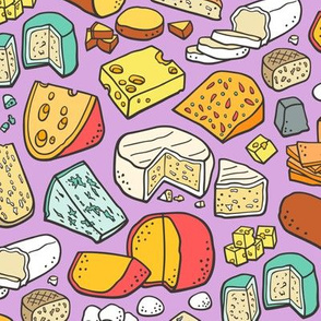 Cheese Food Doodle on Purple