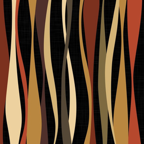 colorful roycroft ribbons dark - waves fabric