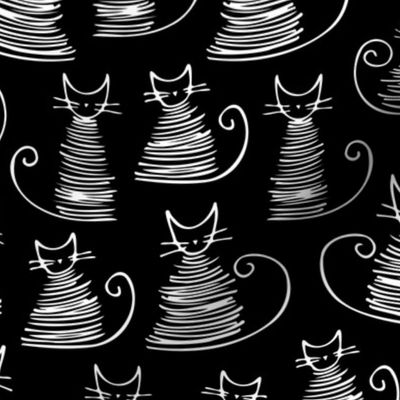 cats - duke cat white and black - hand drawn cats