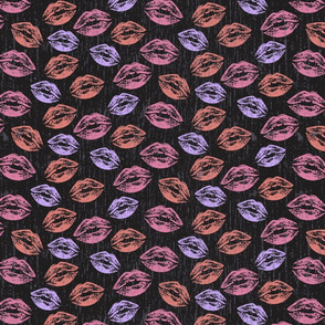 Lipstick Kisses On Black Distressed Background