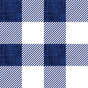 2" cobalt linen buffalo check