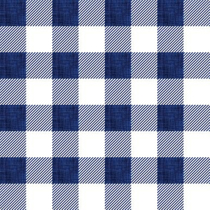 1" cobalt linen buffalo check