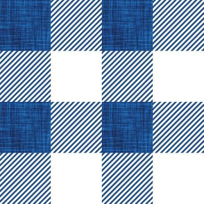 2" blue linen buffalo check