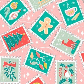 Postage stamp fabric postage letter mail travel from Brick House Fabric:  Novelty Fabric