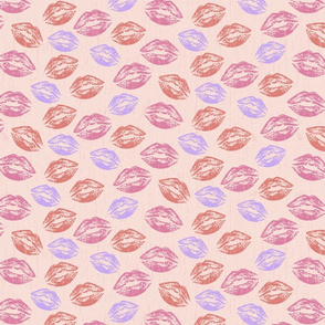 Lipstick Kisses On Pink Distressed Background