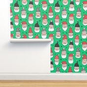 Christmas Santa Claus with Stars on Green
