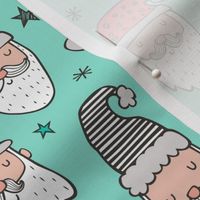 Christmas Santa Claus with Stars on Light Mint