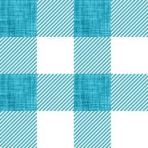 2" turquoise linen buffalo check