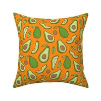 Avocado  Fabric on Orange