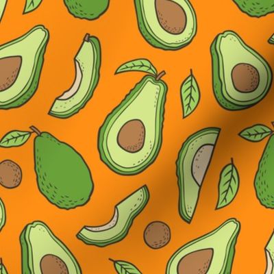 Avocado  Fabric on Orange