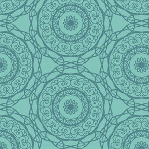 Mandala blue-grey on turquoise