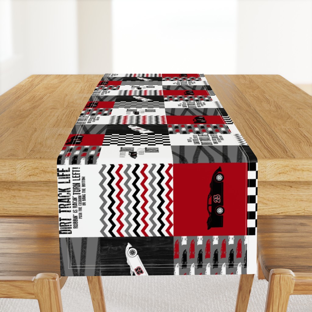 Dirt Track life//Red//23 - Wholecloth Cheater Quilt - Rotated