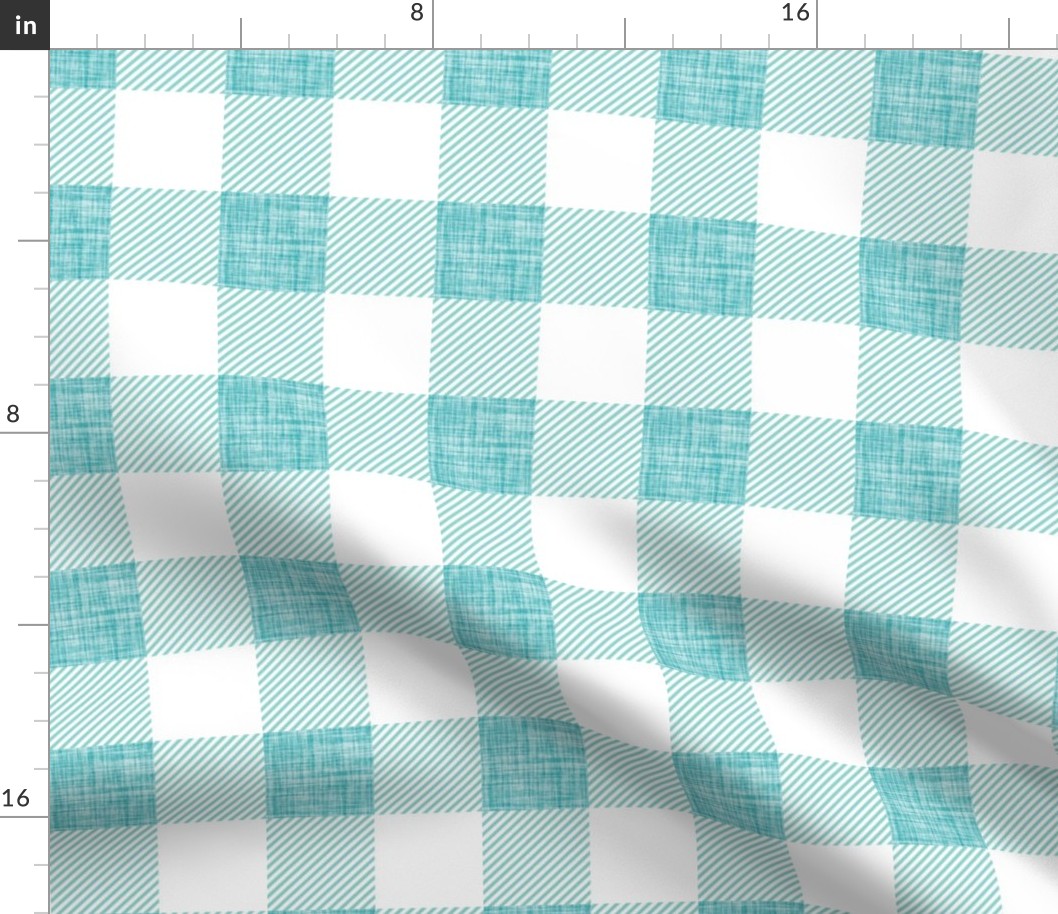 2" aqua spray linen buffalo check