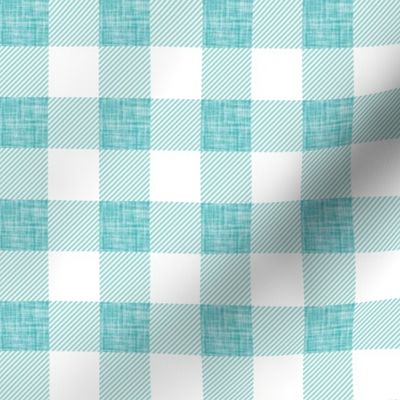 1" aqua spray linen buffalo check