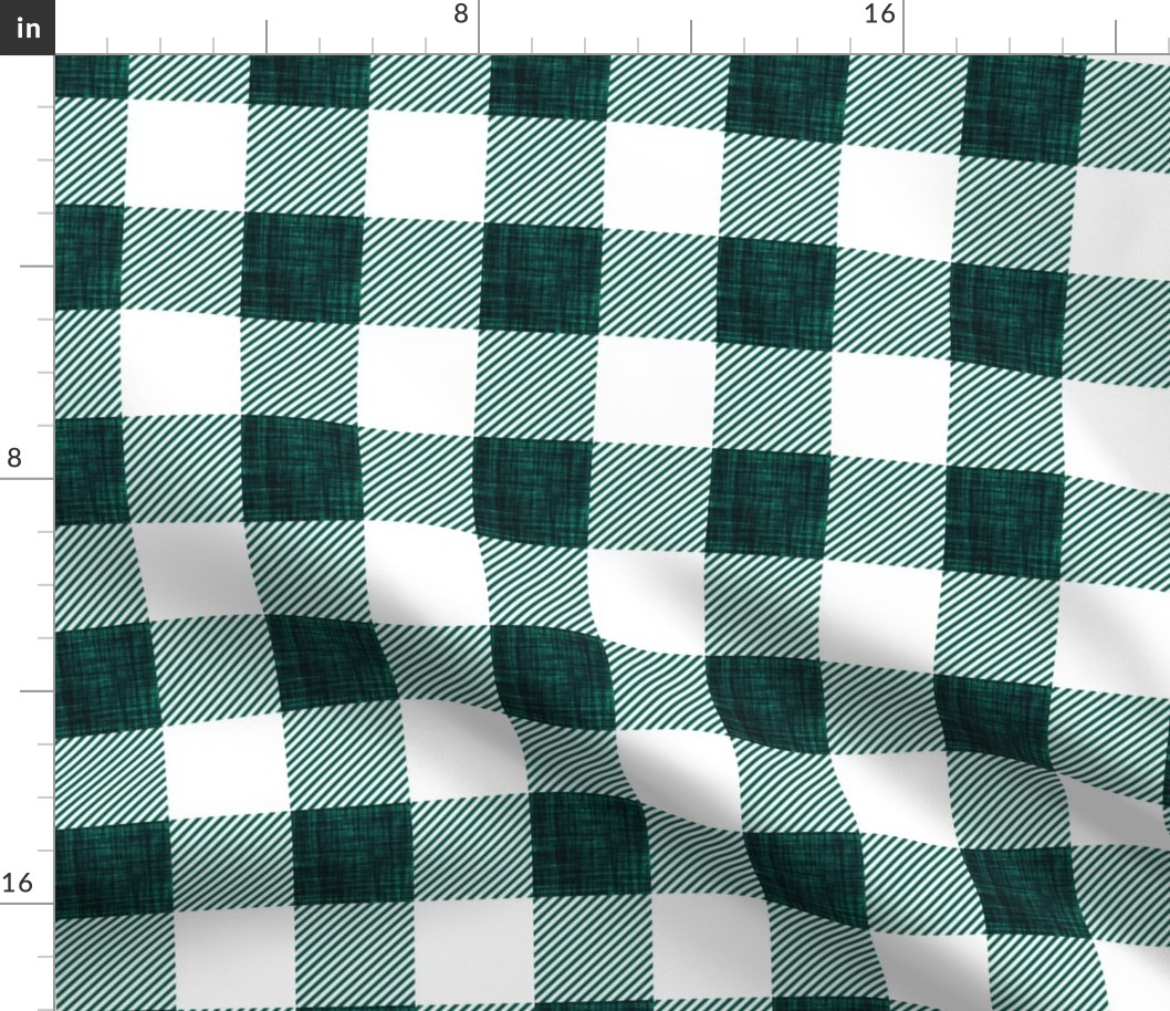 2" dark emerald linen buffalo check