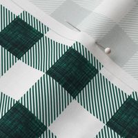 1" dark emerald linen buffalo check