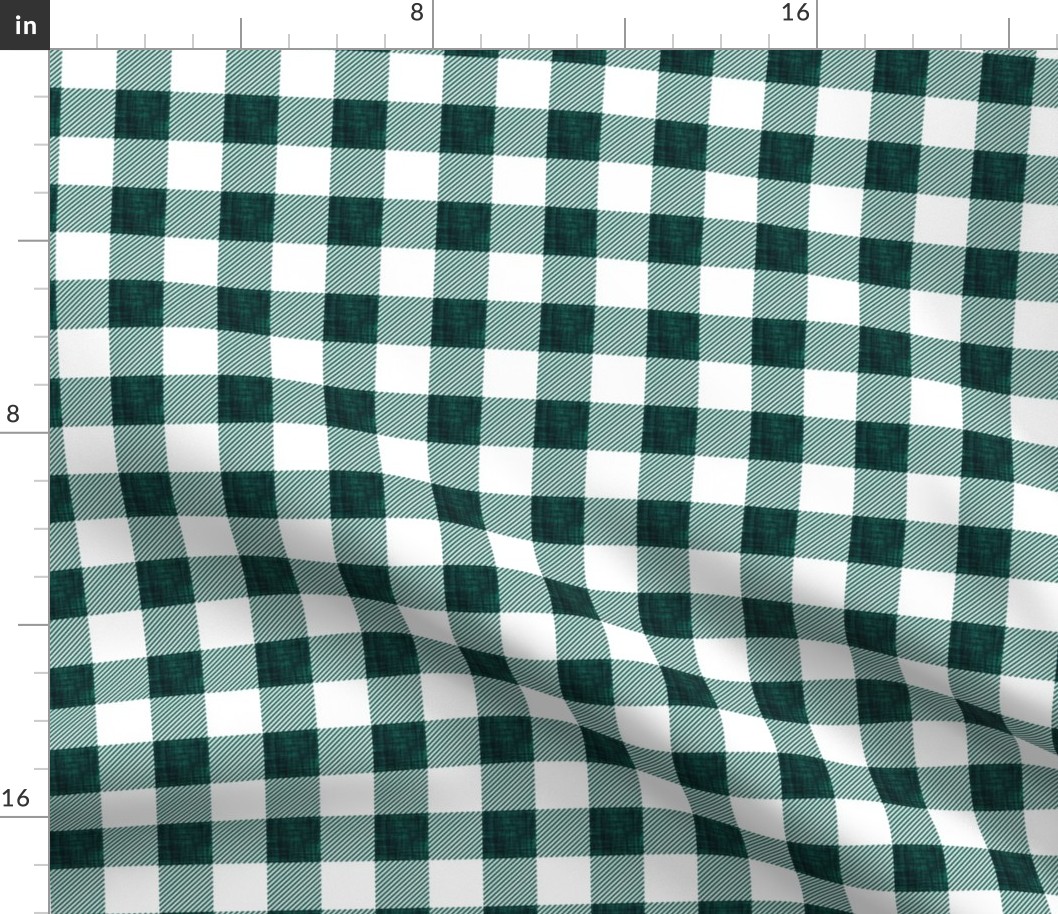 1" dark emerald linen buffalo check