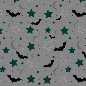Black and teal bats and stars